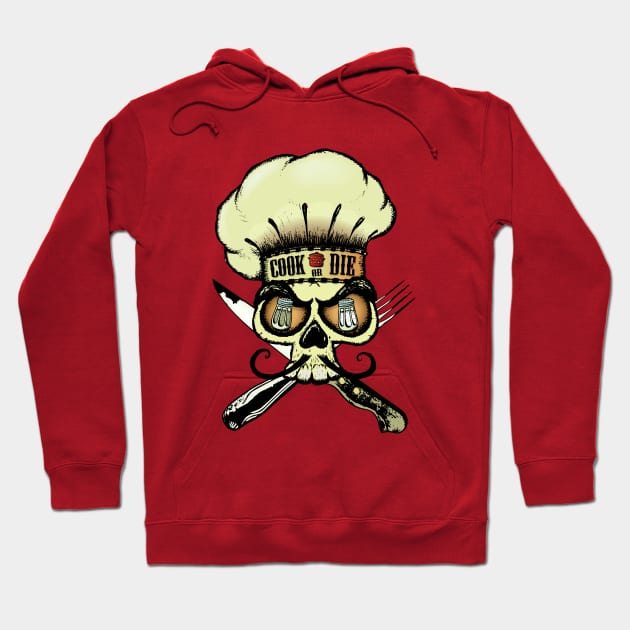 Cook or die!Chef's skull Hoodie by mangulica